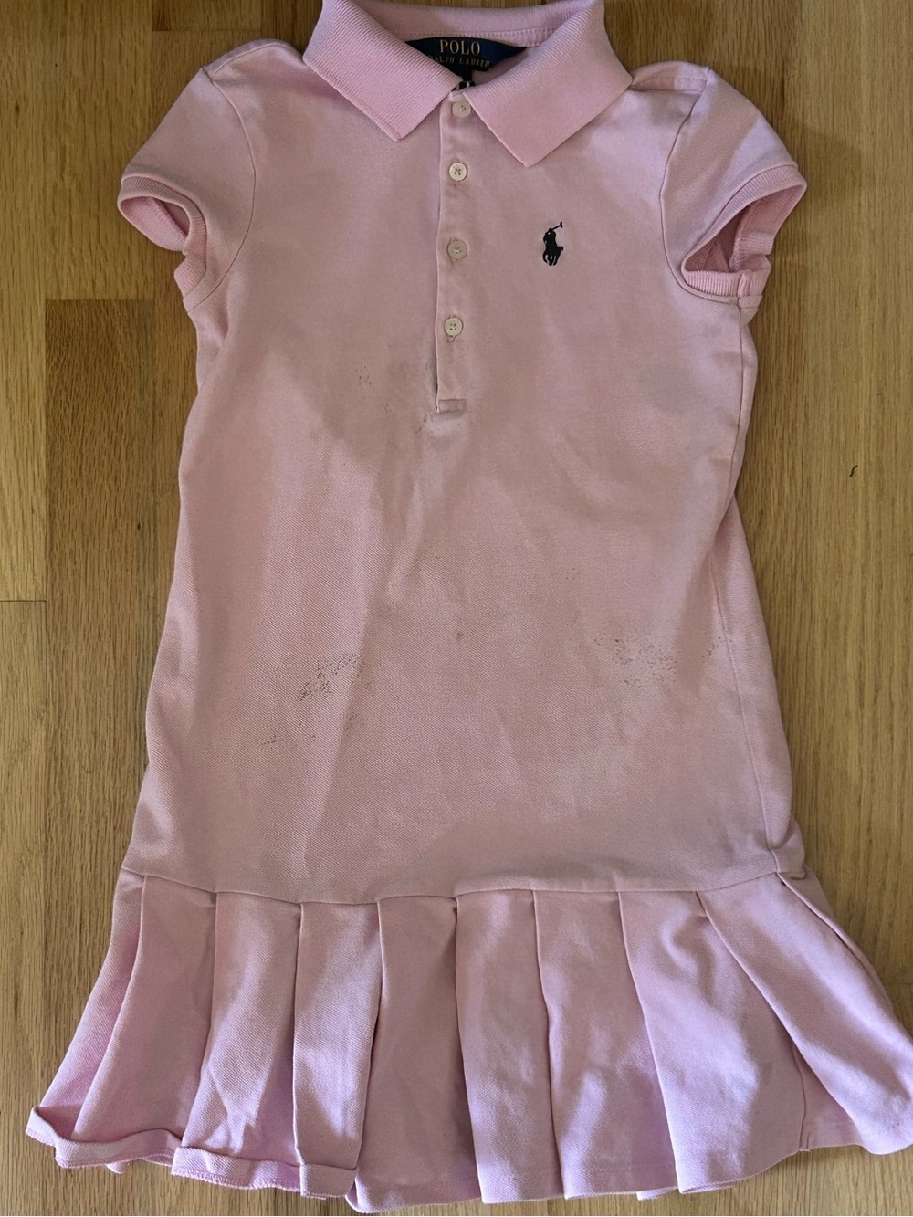 Polo by Ralph Lauren Light Pink Girls Polo Dress with Pleated Hem
